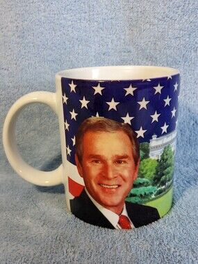 Vintage George W Bush Coffee Cup American Flag President United States Oath